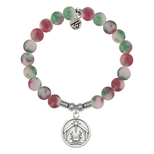 Christmas As its Meant to Be Charm with Holiday Jade Gemstone Bracelet