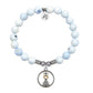 Faith Family Christmas Charm with Light Blue and White Agate Gemstone Bracelet