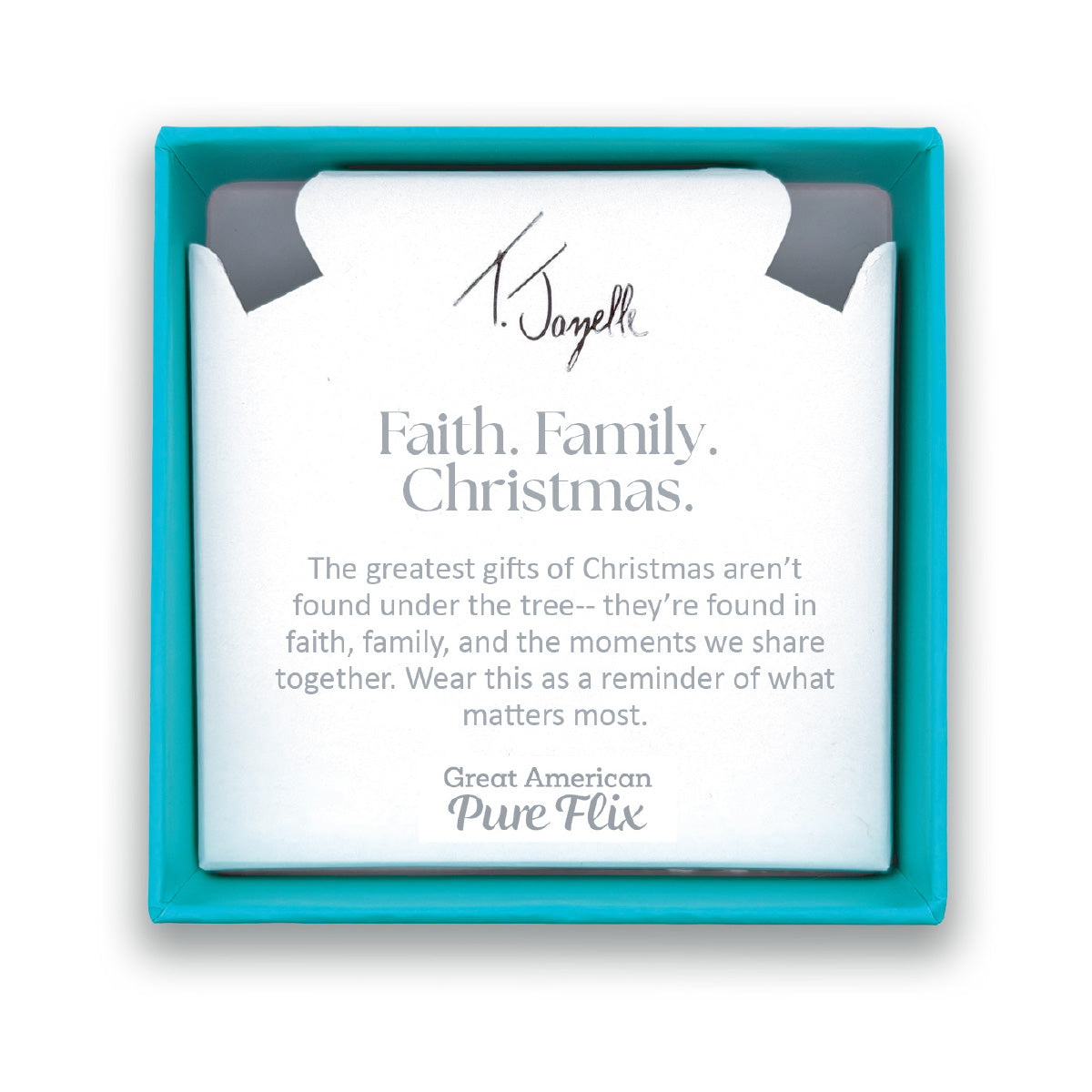 Faith Family Christmas Charm with Light Blue and White Agate Gemstone Bracelet