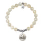 Small Town Christmas Charm with Light Blue and White Agate Gemstone Bracelet